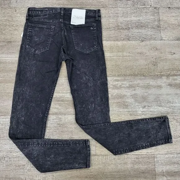 (RB-49) NWT Rag & Bone Men's Fit 1 Skinny Fit in Acid Black Denim Stretch Jeans - Picture 2 of 2